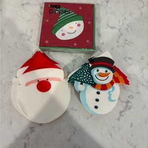 Tag Paper Holiday Napkin & Decorative Snowman/Santa Set - Red, Green, White